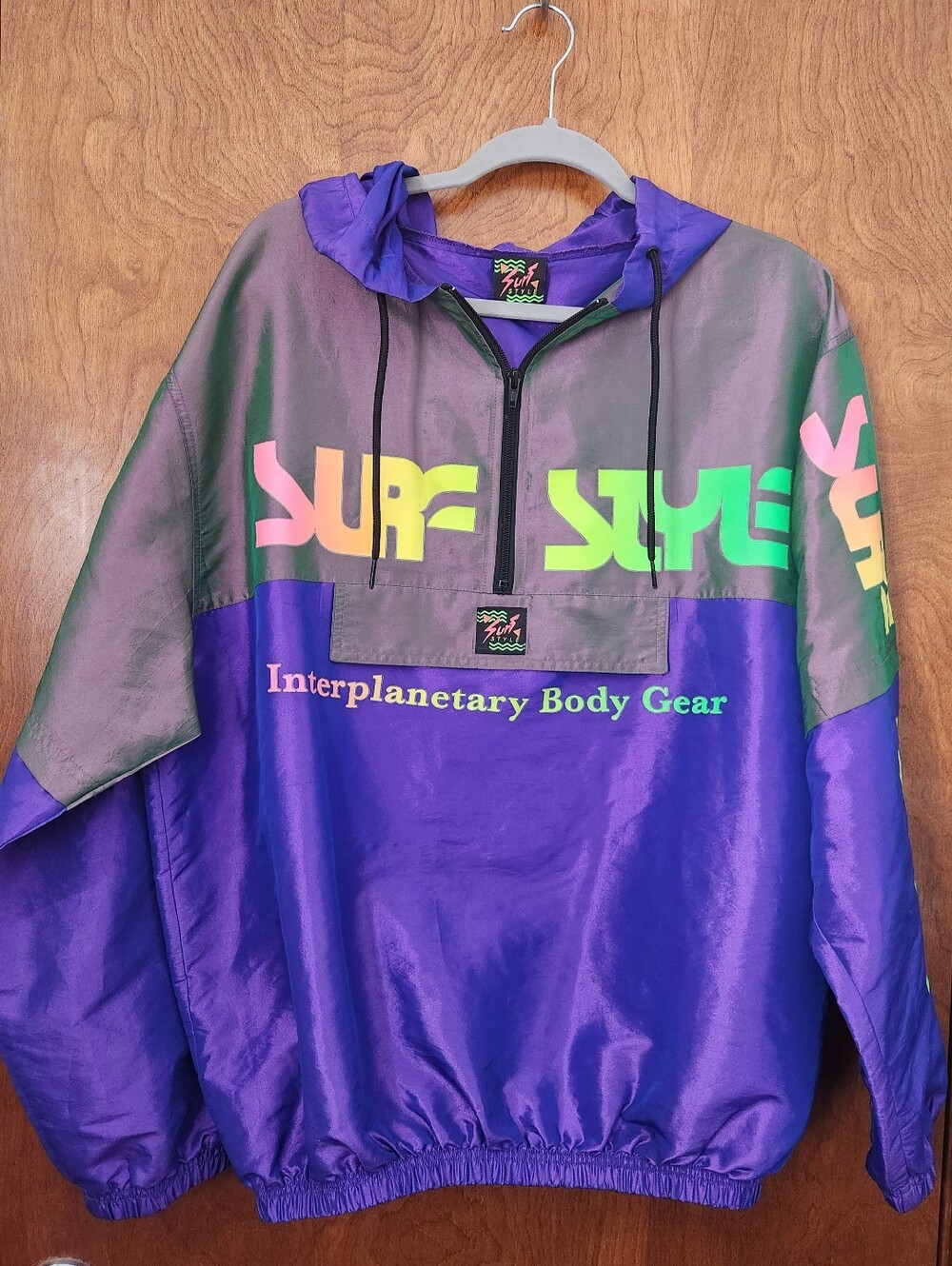 Vintage Surf Style Interplanetary Body Gear 1/4 Zip Pullover Windbreaker